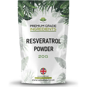 Trans Resveratrol Micronised Powder 20G | Pure Trans Resveratrol Supplement with over 99% Purity | High Absorption Rate, Water Soluble | Suitable for Vegans | Made for Hellenia Healthfoods