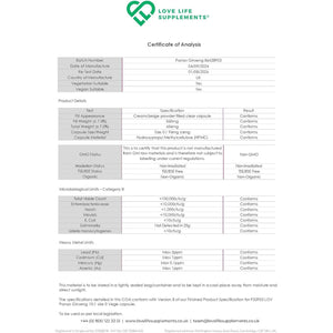 Panax (Korean) Ginseng 3500Mg 20% Ginsenosides | 4 Month Supply - 120 High Strength Capsules with No Bulking Agents | for Improved Memory, Athletic Endurance, Stress Reduction | Love Life Supplements