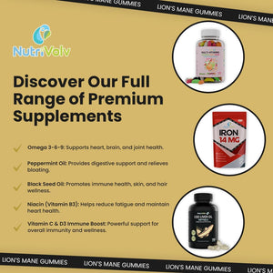 Lions Mane Gummies 4000Mg | Super Strength Lion'S Mane Supplement | 1 Month Supply | Mushroom Extract | Pineapple Flavour | 60 Vegan Gummies | Sugar Free | Focus, Mental Performance | by Nutrivolv