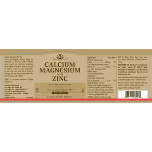 Solgar Calcium Magnesium plus Zinc Tablets - Pack of 250 - Healthy Bones, Teeth & Muscles - Supports Health of Nervous System - Vegan