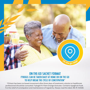 Fybogel Hi-Fibre, Orange, 30 Sachets, Ispaghula Husk, Constipation Relief, Maintains Regularity, Fibre, Easy to Use, Helps Digestive System, Natural, Laxatives, Digestion and Nausea