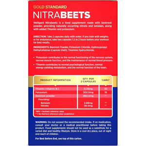 Wellgard Nitrabeets – Beetroot Supplement Supporting Normal Blood Pressure, Muscle Function & Heart Health – 60 Vegan Capsules