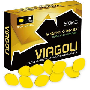 New VIAGOLI Gold - 10 Pills 500Mg - Stronger & Harder Enhanced Strength & Firmness for Men - Designed to Boost High Stamina, Performance & Natural Male Enhancing Food & Herbal Supplement