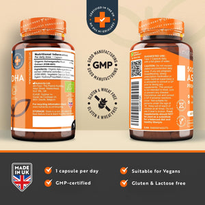 Organic Ashwagandha KSM-66® with 5% Withanolides - Vegan Friendly with the Highest Concentration Most Bioavailable Full-Spectrum Root Powder for Immune Support - Made in the UK by Nutravita