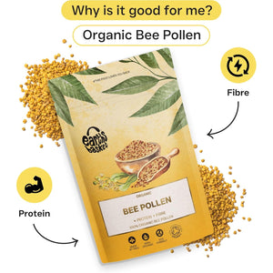 Earths Basket Organic Bee Pollen Granules - Spanish, Raw & Ethically Harvested - 75G in Recyclable Packaging - Healthy Immunity Support - Free from Any Artificial Additives
