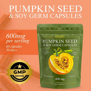 Pumpkin Seed and Soy Germ Capsules | Bladder Strength Supplements | High Strength 600Mg per Serving, 60 Capsules, Vegan & Gluten Free, Made in the UK