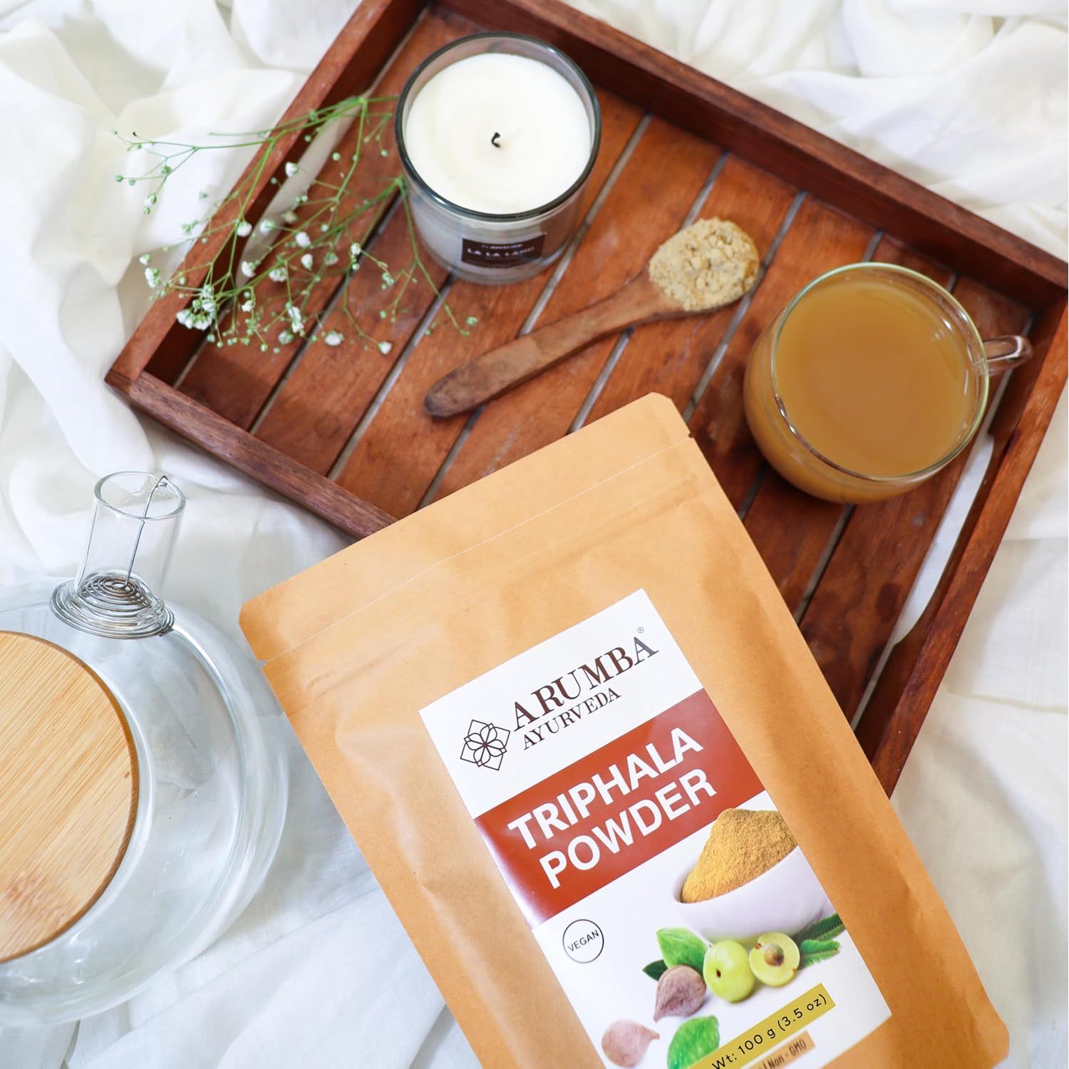 Arumba Ayurveda Triphala Powder 100 Grams for Constipation Relief, Haritaki, Bibhitaki, Amla, Cleanse Vitamin C, Digestion