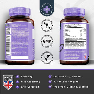 Lutein Natural Eye Supplement – 90 Vegan Capsules - Zeaxanthin, Bilberry Extract, Vitamins A, B12 & Zinc – for Maintenance of Normal Vision – Made in the UK by Nutravita