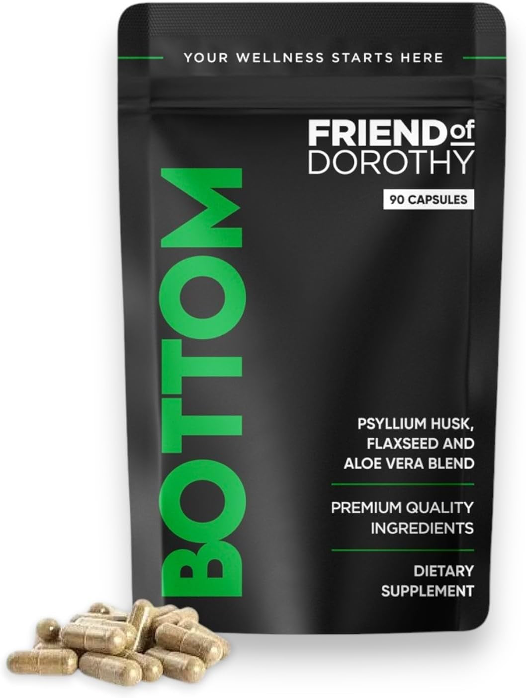 Friend of Dorothy - Bottom Fiber Supplement for Effortless Prep Time - Helps Promote Digestive Regularity - Psyllium Husk Based - for Men Who Bottom, 90 Capsules