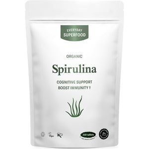 Organic Spirulina Tablets (360 Tablets) Raw Cold Pressed Spirulina Algae Certified Vegan & Kosher