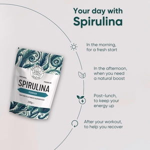 Aromacraft Spirulina Powder – Premium, Ethically Sourced Superfood, Vegan, Non-Gmo, Gluten-Free, 200G Resealable Pack