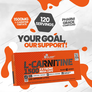 OLIMP SPORT NUTRITION Olimp L-Carnitine 1500 Extreme Mega Capsules - Pack of 120 Capsules