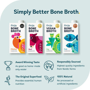 Freja Fish Bone Broth | Liquid Collagen & Protein | Low Carb, Keto & Gluten Free | Clear Liquid Fish Broth, Not Fish Stock Cubes, Powder, or Concentrate | 3 X 500Ml