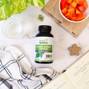 Yelixir Nutrition Moringa Capsules 5450Mg, High Strength Moringa Leaf Extract 120 Veg Capsules with Black Pepper, No Added Fillers like Brown Rice Flour