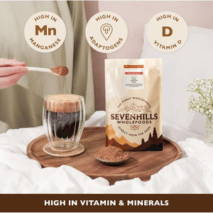 Organic 7 Mushroom Blend Powder 200G with Lion'S Mane, Reishi, Chaga, Cordyceps, Tremella, Maitake & Shiitake by Sevenhills Wholefoods