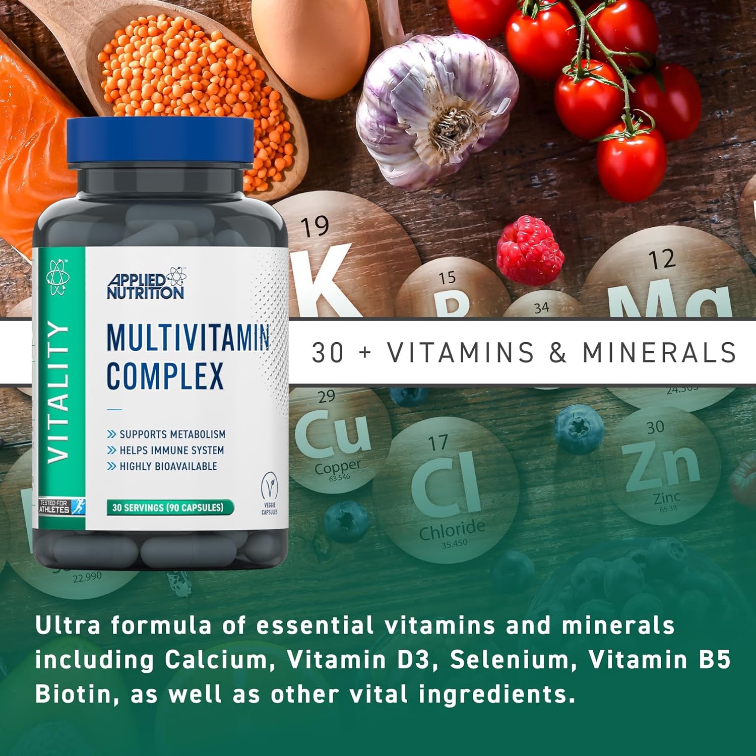 Applied Nutrition - Multi-Vitamin Complex - Advanced Formula - Best Nutritional Support - Best Cognitive Function - Optimal Health Boost (90 Capsules)