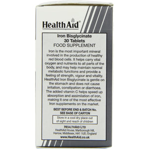 Healthaid Iron Bisglycinate - 30 Vegetarian Tablets