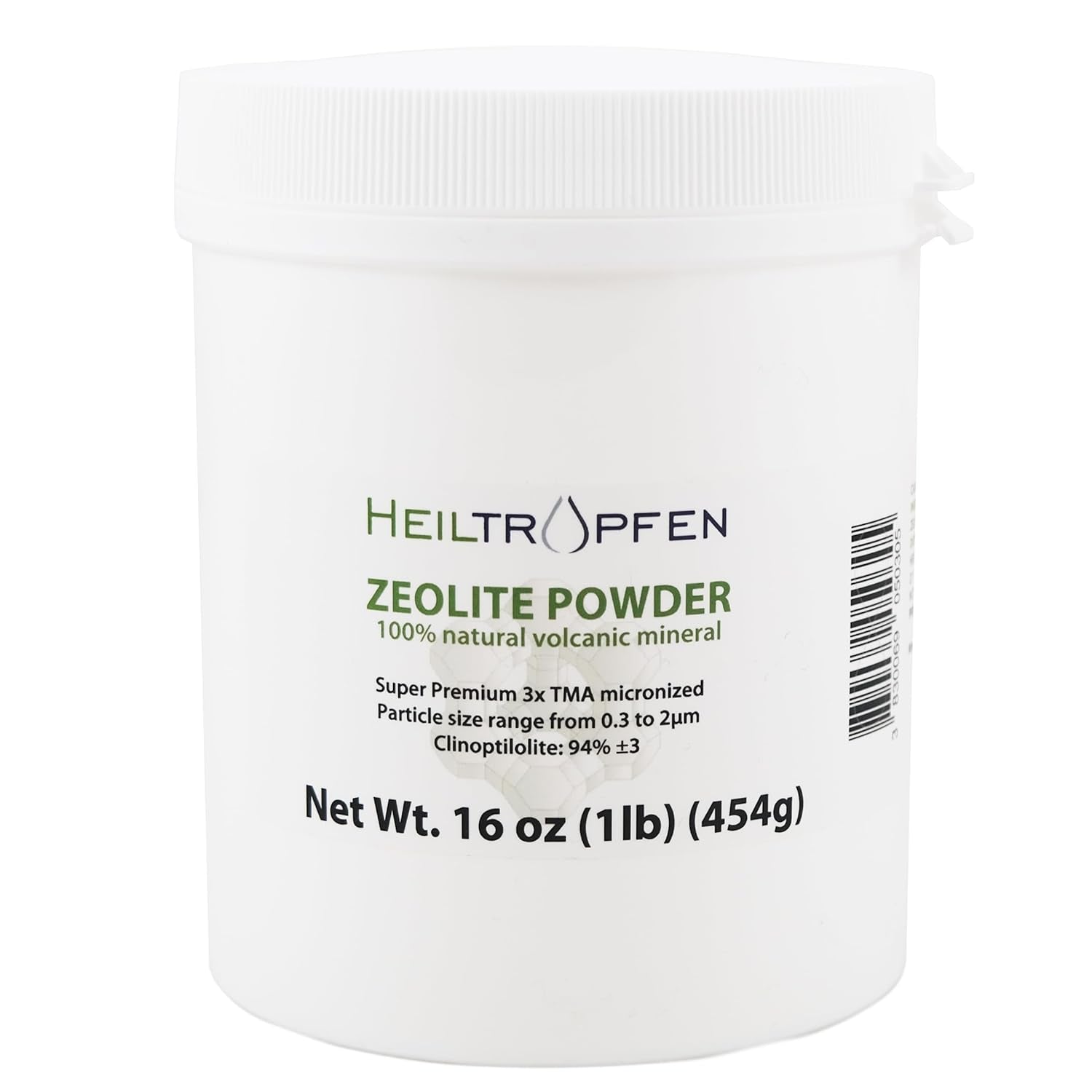Zeolite Powder | 3X Activated | 1 Pound - 454 G | Ultra FINE Less-Than 2 Μm | Clinoptilolite 94%+-3 | Natural Mineral Dust | Heiltropfen®