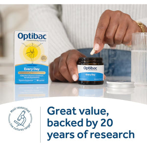 Optibac Probiotics Every Day - Digestive Probiotic Supplement with 5 Billion Bacterial Cultures & FOS Fibres - 30 Capsules