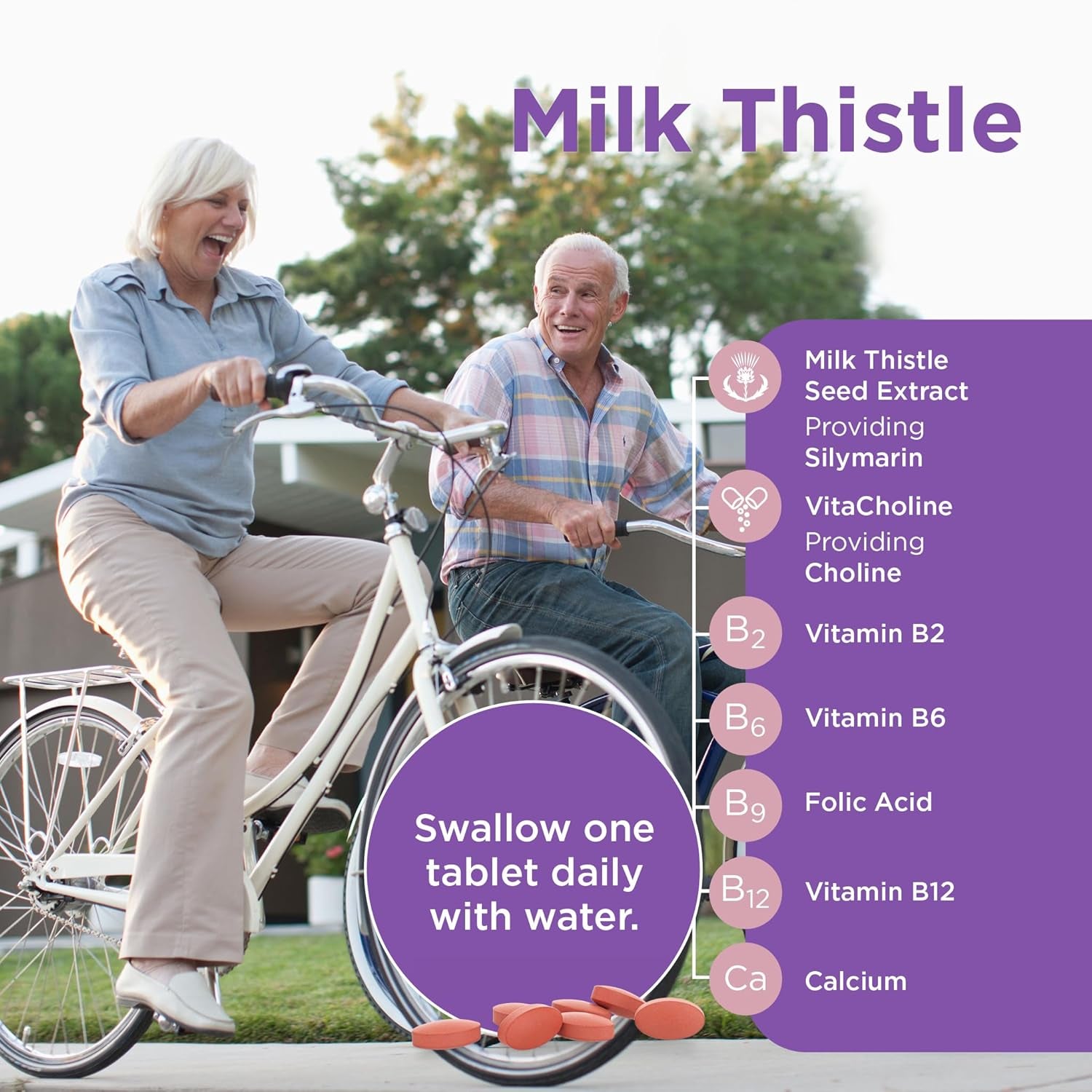 Healthspan Milk Thistle Complete (90 Tablets) | 50Mg Milk Thistle Extract | with B Vitamins, Calcium & Choline to Support Your Digestive Health & Liver Function | Vegan Friendly