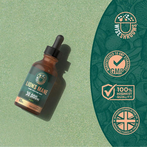 Lions Mane Supplement Liquid Drops 30,000Mg | High Strength Lions Mane | from Fruiting Body | 60Ml Bottle - Vegan | Wiseshrooms