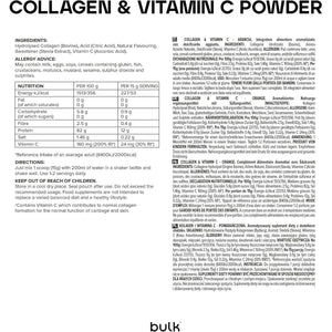 Bulk Collagen Powder with Peptides and Vitamin C Support for Skin and Joints - High Protein Supplement, Easy Mixing 500G.