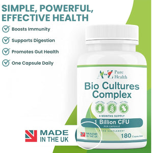 Premium Bio Cultures Complex 180 Capsules (6 Month’S Supply) | High Strength Probiotic | Vegan Multi Strain Probiotic | Lactobacillus Acidophilus & Bifidobacterium | Supports Digestive Health