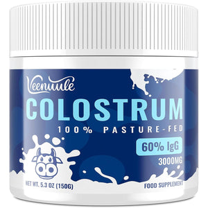 Veenuule Colostrum Powder 3000MG, with 60% Natural Igg (Immunoglobulins), Grass Fed Cow Colostrum, Non-Gmo, Unflavored 50 Servings