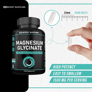 Magnesium Glycinate Supplements 1500Mg & Vitamin B6-120 High Strength Capsules - 1500Mg of Magnesium Providing 315Mg Elemental Magnesium (Bisglycinate) - Pure Active Ingredient