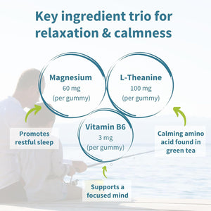 Igennus Calm Magnesium Gummies, L-Theanine & Vitamin B6, for Kids & Adults, 90 Sugar-Free Gummies, Watermelon Flavour, Clean Ingredients & Vegan, 45-90 Servings