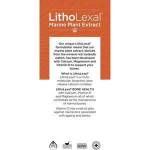 Litholexal Bone Health 60 Tablets (1 Month Supply) Food Supplement, Containing Plant-Based Calcium, Magnesium and Vitamin D