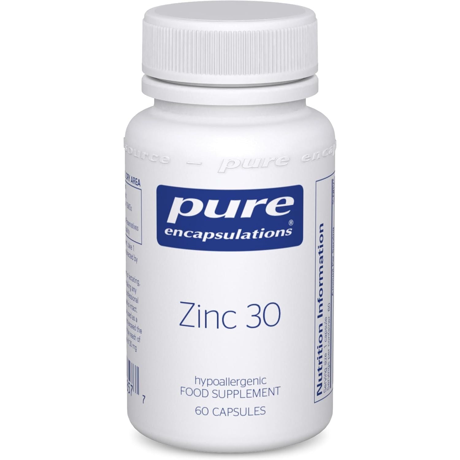 Pure Encapsulations Zinc 30 - Zinc Picolinate 30Mg - Highly Absorbable Hypoallergenic Supplement - 60 Capsules