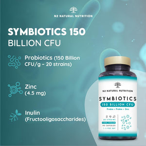 Probiotics 150 Billion CFU – 20 Multi Strains with Prebiotic, Inulin & Zinc – High Strength Vegan Supplement – Gastro Resistant Capsules – 76 Day Supply – N2 Natural Nutrition