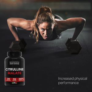 Bandini® CITRULLINE Malate 90 Tablets 3000 Mg per Daily Dose - Extra-High Dosage (1 Month Coverage) - 100% Vegan L-Citrulline from Fermentation - Citrullin for Athletes and Bodybuilders
