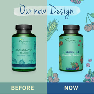 Vegavero D-Mannose Complex 2000 Mg | 100% Natural UTI Support | NO Additives and Lab-Tested | with Cranberry Extract and Vitamin C | Vegan