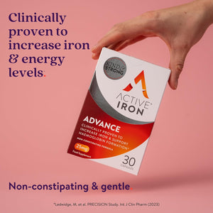 Active Iron Advance Supplement 25 Mg, Non Constipating, Clinically Proven to Increase Iron Levels, Fights Tiredness & Fatigue, 30 Capsules, 1 Month Supply