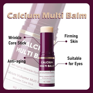 2Pcs Calcium Multi Balm,Calcium Volume Multi Balm,Wrinkle Core Stick,Korean Collagen Moisturing Stick,Anti-Aging, Hydrating, Almond & Vitamin E for Lip Balm Eye Cream Neck