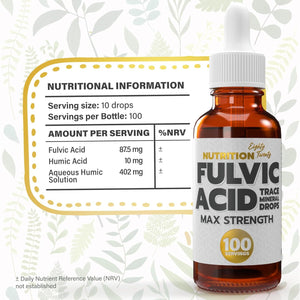 Fulvic Acid Trace Minerals - Max Strength - 100 Day Supply - 50Ml - Nutrition Eighty Twenty