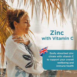 Healthspan Zinc with Vitamin C (360 Tablets) | Immune Health | Bones, Eyes, Skin, Hair & Nails | 15Mg Zinc & 80Mg Vitamin C per Tablet | Easily Absorbable | One-A-Day | Easy to Swallow | Vegan