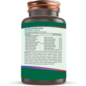 The Good Guru Organic Green Superfood Supplement Capsules - 90 Capsules with 18 Nutritious Ingredients