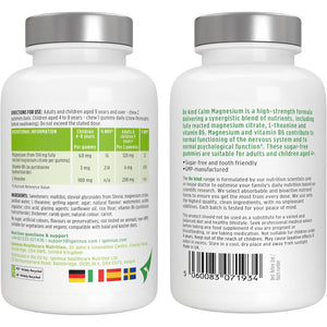 Igennus Calm Magnesium Gummies, L-Theanine & Vitamin B6, for Kids & Adults, 90 Sugar-Free Gummies, Watermelon Flavour, Clean Ingredients & Vegan, 45-90 Servings