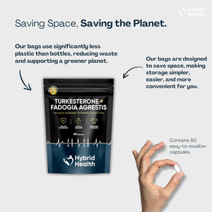 Turkesterone + Fadogia Agrestis | 1000 MG | Maximum Strength Supplement | Strength, Performance & Power | 100% Natural Non-Gmo Vegan | 60 Capsules