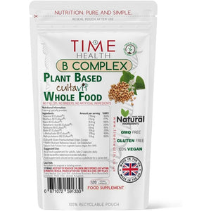 Vitamin B Complex - Whole Food & Plant-Derived - Natural, Non-Synthetic B Vitamins - Highly Bioavailable - Methylated B9 & B12 - Cultavit® - Zero Additives - UK Made - Pullulan (120 Capsule Pouch)