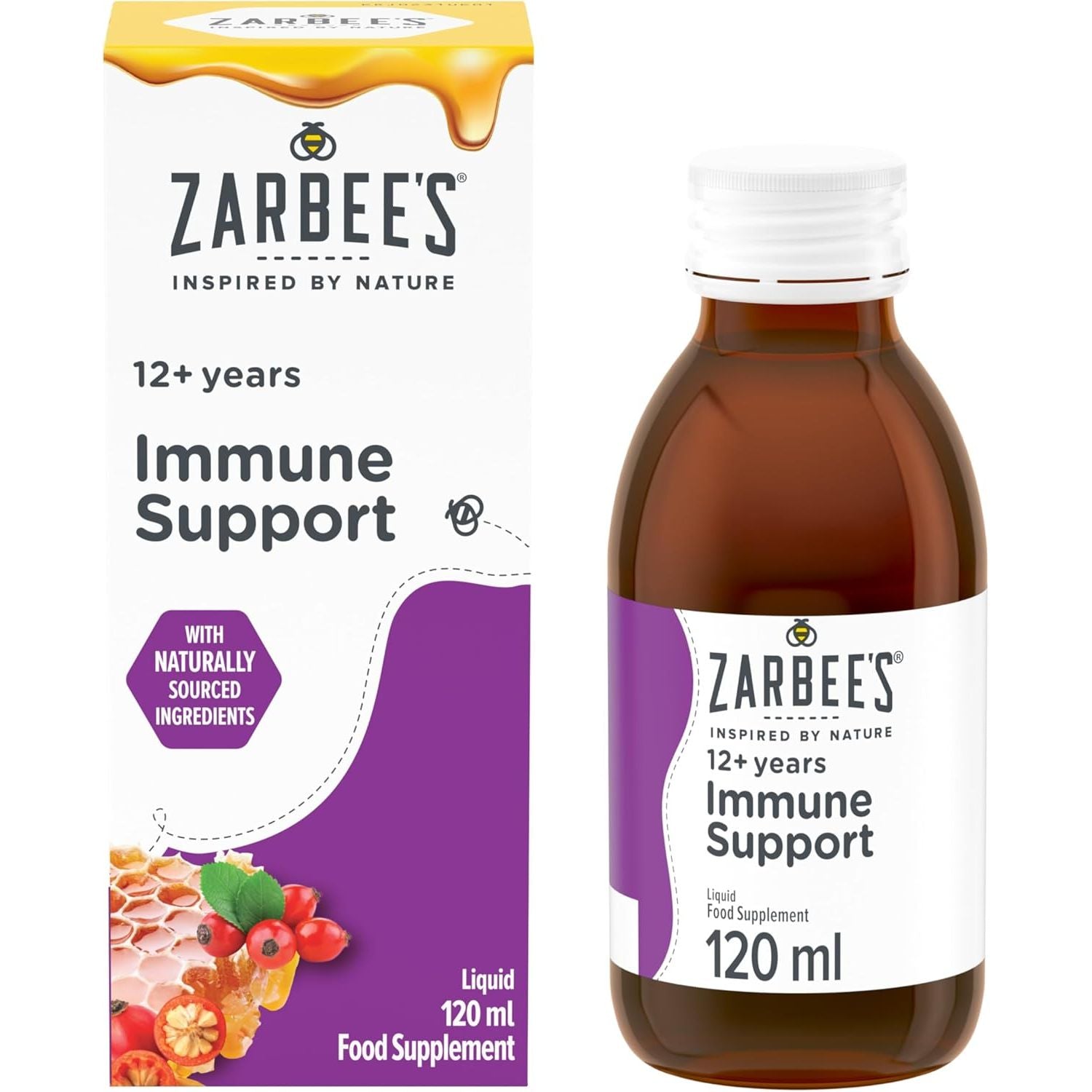 Zarbee’S Adult Immune Support, 120 Ml, to Support the Immune System* Daily, Honey-Based, No Artificial Colours or Flavours, Multivitamin