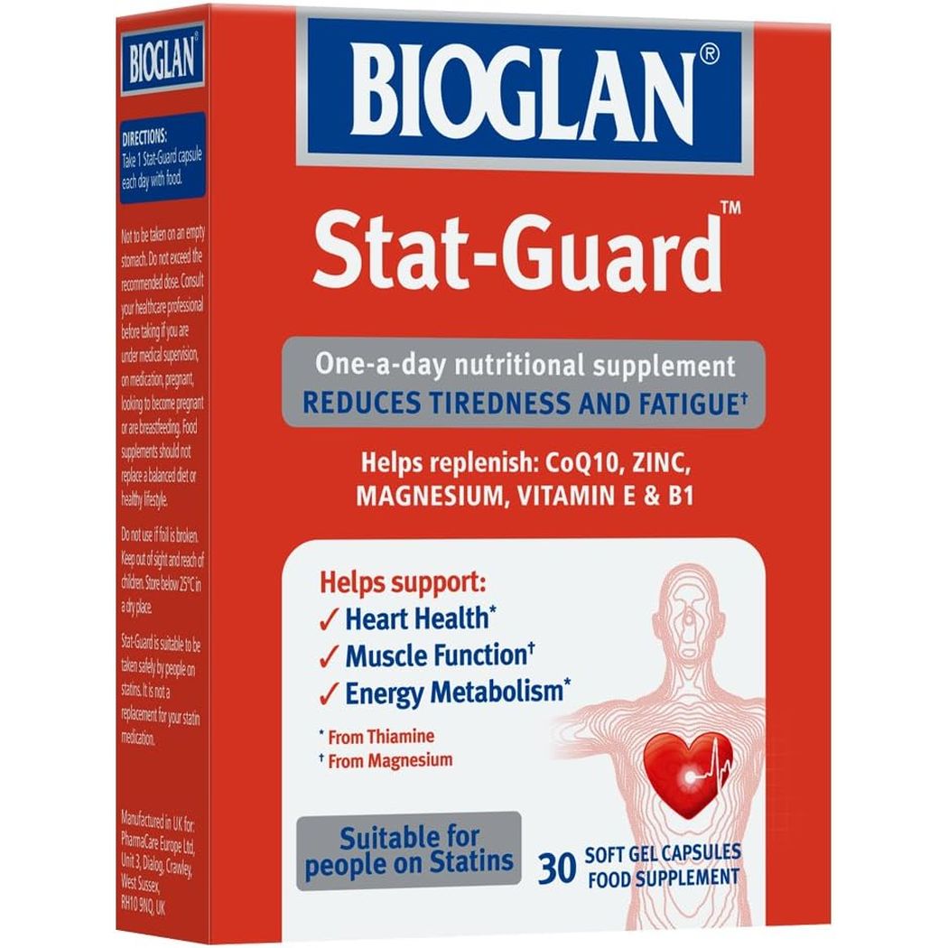 Bioglan Stat Guard | Coq10 | Zinc | Vitamin E | Vitamin B1 | Magnesium | Helps Reduces Tiredness | Fatigue & Supports Heart Health | 30 Capsules
