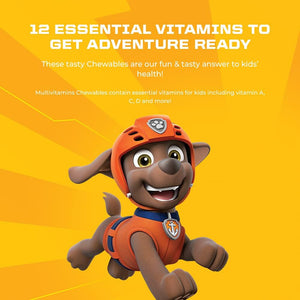 PAW Patrol Multivitamins, 60 Apple & Blackcurrant Chewables with 12 Essential Vitamins, Vegan, No Added Sugar, for 3-7 Year Olds