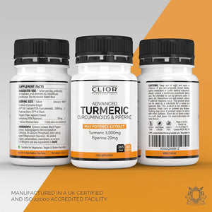 Turmeric Curcumin 3,000Mg with Black Pepper X 365 Vegan Tablets High Strength | 1 Year Supply | 95% Curcumins + 20Mg Piperine | Tiny Easy-To-Swallow Supplements by Clior (Cambridge Labs)