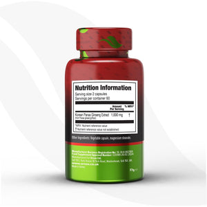 ORZAX Korean Panax Ginseng Capsules with 30% Ginsenosides for Performance & Energy Supplements for Women and Men - Red Ginseng for Enhanced Focus (120 Veg Capsules)