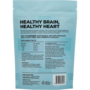 Awesome Supplements - Awesome Health - Omega - Pure Fish Oil - Support Heart Health & Brain Function -Heavy Metal Free - 90 Capsules
