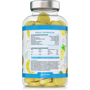 Kids Probiotics/Probiocultures Gummies - 150 Children'S Probiotics Multi-Strain Gummies - Natural Pineapple Flavour – with Added B & C Vitamins for Immune Support - 5 Month Supply – UK Made